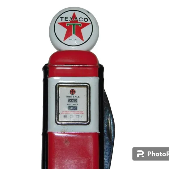 Franklin Mint Collector Knife, Texaco Gas Pump, With Padded Pouch